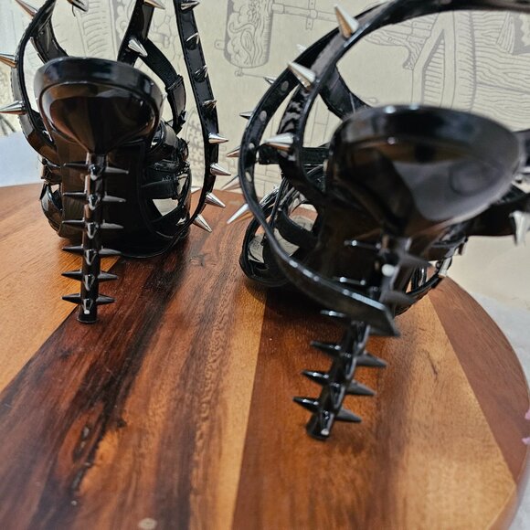 AZALEA WANG Sydondia Black Watch Shoe Stiletto Sandal – Edgy Glamour - Size 8.5 - Picture 11 of 15